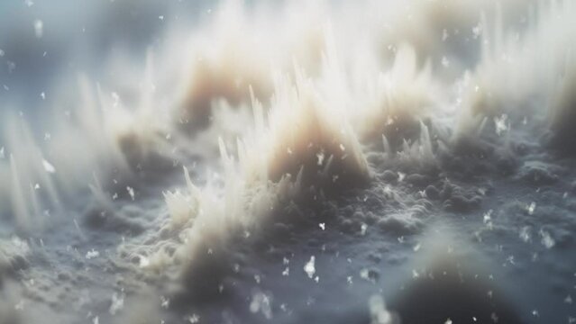 Abstract video of microparticles under high magnification.