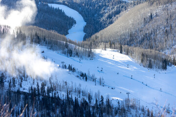 Snow Machines on Vail Mountain in Colorado Winter 2023 - obrazy, fototapety, plakaty