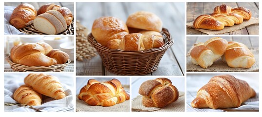 bakery delights  vibrant collage of delicious pastries and breads with white vertical dividers