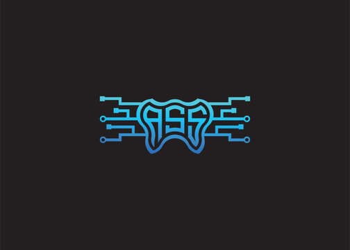 Letter ASS Modern Technology Vector Monogram Dental care shape Logo.