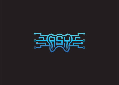 Letter ASY Modern Technology Vector Monogram Dental care shape Logo