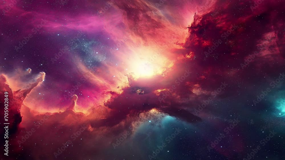 Poster loop animation of galaxy space nebula towards bright light loop animation. nebula galaxy. astronomy 