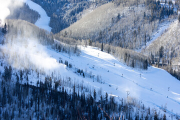Snowmaking Machine on Ski Resort in Vail Colorado