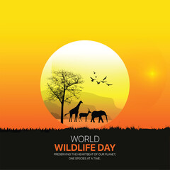 Fototapeta na wymiar World wildlife day creative ads design. March 3 wildlife Day social media poster vector 3D illustration.