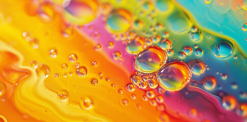 water drops on rainbow color background