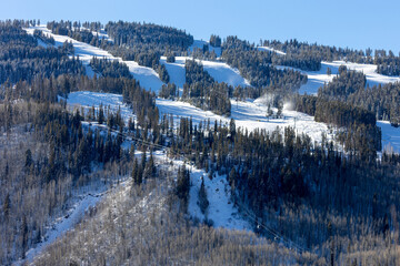 Ski Runs on Vail Ski Resort Winter Landscape