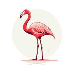 pink flamingo hand drawing style icon illustration