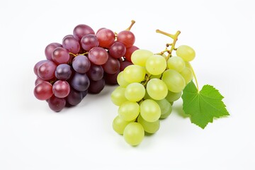 Ripe red and green grapes isolated on white background