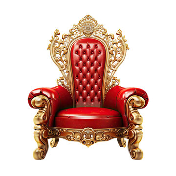  Red royal chair isolated on transparent background.