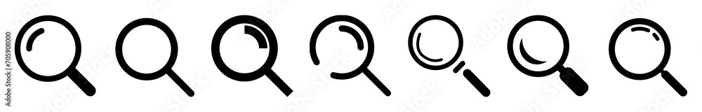 Poster search icons set on transparent background