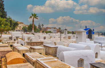 The historical Jewish cemetery of The Ibn Danan Synagogue, located in the Jewish district in Fez, Morocco, Africa.