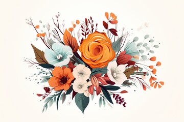 Vector of beautiful flowers on white background