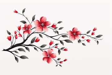 Vector of blossom branch on white background