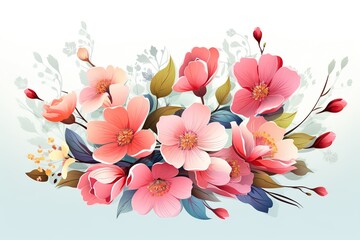 Fototapeta na wymiar Vector of spring flowers on white background