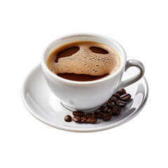 Fototapeta premium Cup of coffee with foam isolated on transparent background.