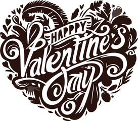 Valentines day vector calligraphic image style design for any graphic project