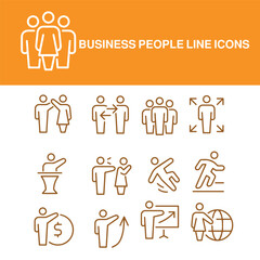 business people line icons vector set , teamwork line icon vector 