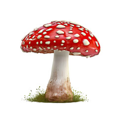  Mushroom Amanita closeup isolated on transparent background.