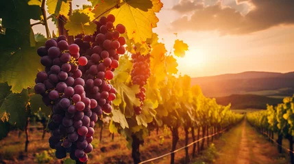 Fotobehang vineyard. grapes beautiful sunset.Generative AI © Артур Комис