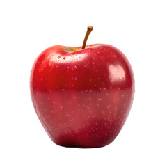 png of single fresh red apple shining on white background