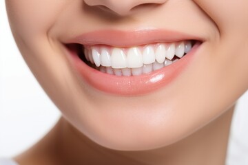 Fototapeta premium Smile with white healthy teeth of young woman