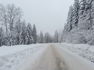 snow covered road 