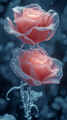 garden flowers frozen in ice, garden flower, rose in ice, frozen flower rose, flowers in ice, red flower, ice with frozen red rose