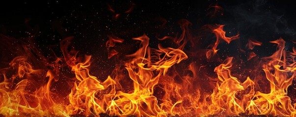 Fototapeta na wymiar Flame of fire, black background