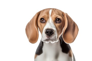 Young beagle dog on white background