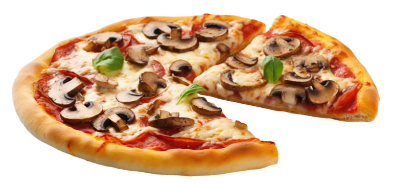 Delicious pizza cut out