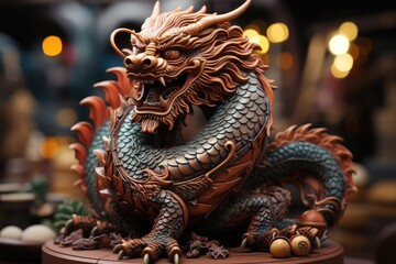 Happy Chinese New year 2024. Colorful Chinese Dragon