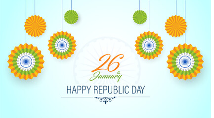 India's Republic Day Greeting Card Elegantly Blue Background, Reflecting the Vast Sky and Freedom. A Tribute to the Grandeur of the Nation on this Special Occasion - obrazy, fototapety, plakaty