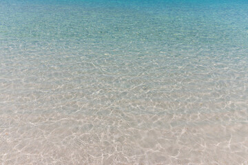 Azure water in the lagoon of the tropical island in the Maldives