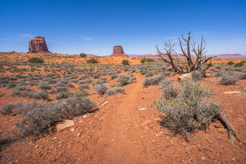 hiking in the monument valley, arizona, usa