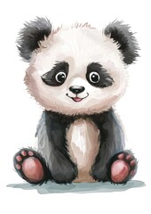 cute little Panda illustration, isolated on clean white background