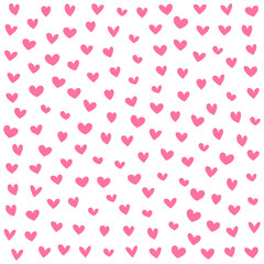 Pink love heart pattern illustration. Valentine's day holiday backdrop texture with small hearts.