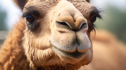 Portrait of a camel in the desert, close-up,Portrait of a cute alpaca (lama glama)
 - obrazy, fototapety, plakaty