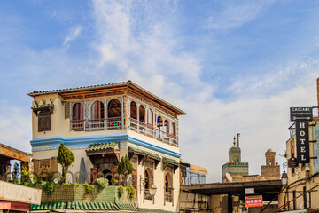 A Restaurant La Kasbah de Fes in the old City in the historical Town of Fes in Morocco.