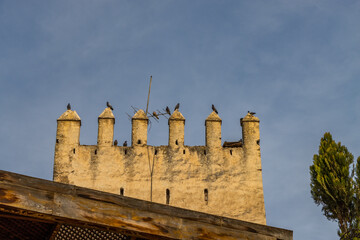 View of the walls to old Medina in Fez . Morocco . The ancient city and the oldest capital of...