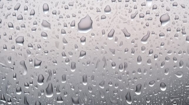 Water drops on the glass. Raindrops on the window. Gray background.