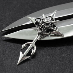 Silver Satan cross pendant. 925 silver. Occult accessory, dark magic. Satan, Baphomet, Devil, 666,...