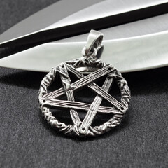 Silver Pentogram pendant. 925 silver. Occult accessory, dark magic. Satan, Baphomet, Devil, 666,...
