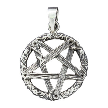 Silver Pentogram pendant. 925 silver. Occult accessory, dark magic. Satan, Baphomet, Devil, 666, Lilith. Accessory for rockers, metalheads, punks, goths.