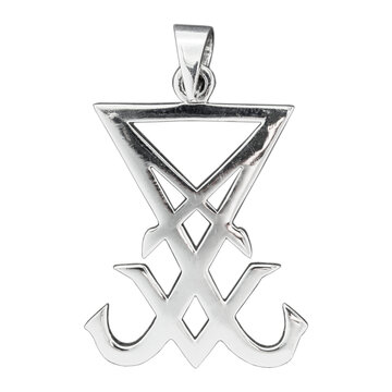 Silver Sigillum Luciferi Cross of Leviathan, sigil pendant. 925 silver. Occult accessory, dark magic. Satan, Baphomet, Devil, 666, Lilith. Accessory for rockers, metalheads, punks, goths.