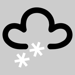 Vector graphic of a snow symbol as used on weather maps shown on television weather forecasts. It consists of a dark cloud with two flakes of snow falling - obrazy, fototapety, plakaty