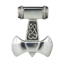 Silver Mjolnir pendant. Peruns ax. Pagan Style. Ancient amulet of Vikings and Slavs. A symbol of...