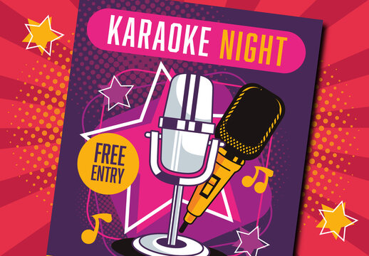 Colorful Karaoke Night Party Invitation