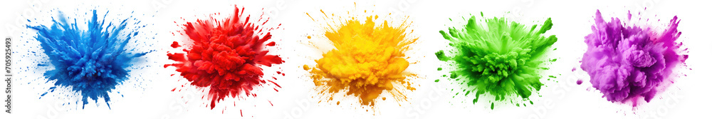 Canvas Prints set of colorful smoke explosions and blasts isolated on transparent background.