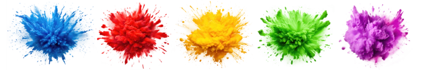  Set of colorful smoke explosions and blasts isolated on transparent background. © comicsans