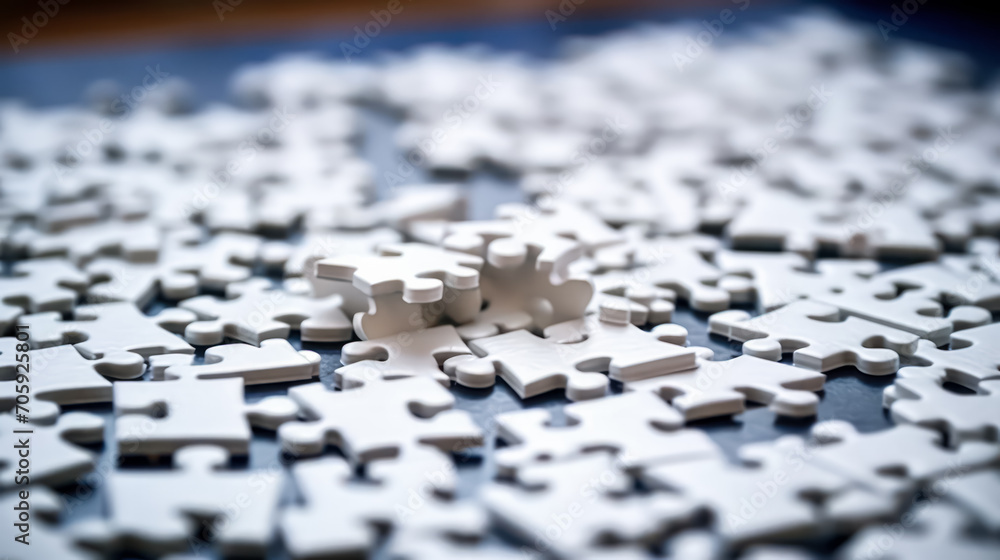 Poster connecting puzzle pieces a visual metaphor for business success solution.